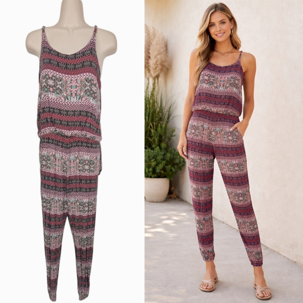 AMERICAN RAG Boho Printed Jumpsuit Sz S